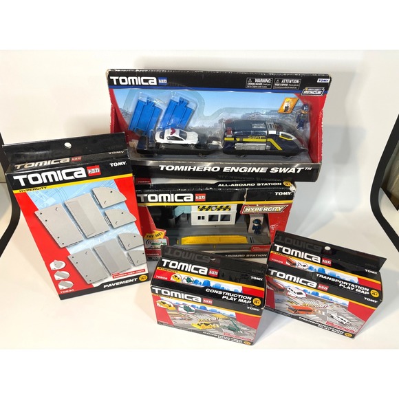 Tomica Other - Tomica Hypercity Lot Tomihero Engine SWAT All-Aboard Station Play Maps Pavement